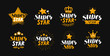 Super star, set of labels or logo. Lettering vector illustration