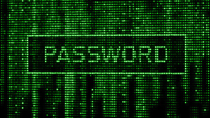 Aufkleber - Secure password. Cyber attack. Hacking. Digital background green matrix. Binary computer code. 3d rendering