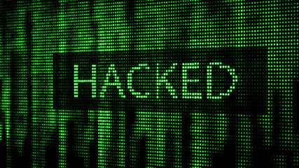 Aufkleber - Cyber attack. Hacked. Digital background green matrix. Binary computer code. Computer screen error templates. 3d rendering