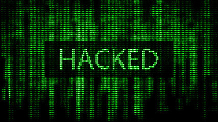 Aufkleber - Cyber attack. Hacked. Digital background green matrix. Binary computer code. Computer screen error templates. 3d rendering