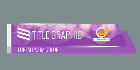 Wall Mural - Video headline title or lower third template with flow and bokeh lights effect. Unique banner design for video. Purple color.