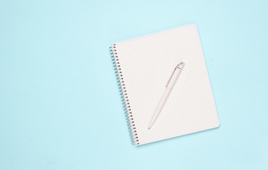 Poster - Notepad with pen on a pink pastel background, top view, minimalism trend.