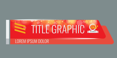 Wall Mural - Video headline title or lower third template with flow and bokeh lights effect. Unique banner design for video. Red color.