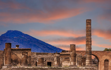 Wall Mural - Pompeii and Vesuvius at Dusk