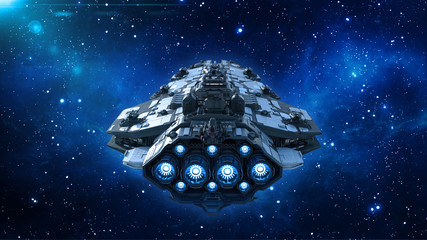 Wall Mural - alien spaceship in the universe, spacecraft flying in deep space with stars in the background, ufo b