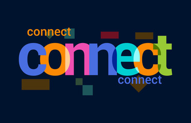 Connect Colorful Overlapping Vector Letter Design Dark Background