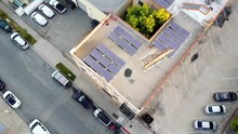 Aerial: Of Historic Old Hotel In Culver City