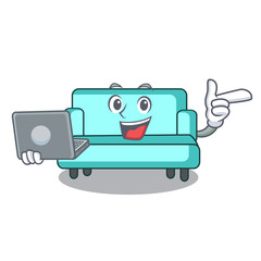 Sticker - With laptop sofa character cartoon style