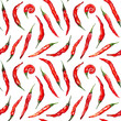 © Silmairel - Watercolor red hot chili chilli spicy pepper seamless pattern texture background