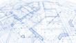 Leinwandbild Motiv Architecture design: blueprint plan - illustration of a plan modern residential building / technology, industry, business concept illustration: real estate, building, construction, architecture