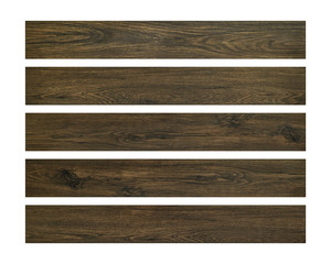 Poster - Wood planks isolated on white background. Brown wooden board. ( Clipping path )