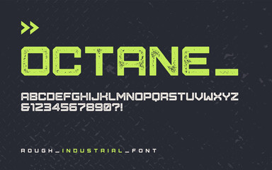 Wall Mural - Vector rough industrial style display font, modern blocky typefa