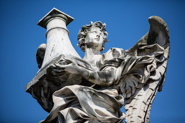 Wall Mural - Angel with the column by Antonio Raggi on the Pont Sant'Angelo bridge in Rome