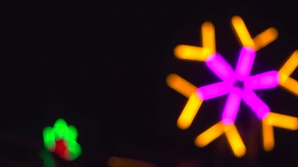 Canvas Print - Moving Blurred abstract background lights at Night in the Amusement Park