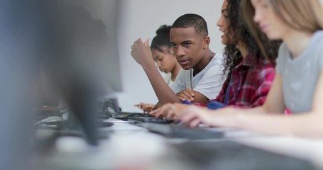 Students in a computer science class