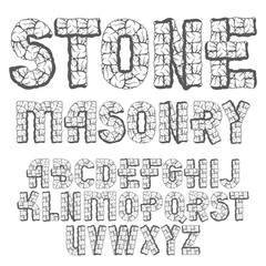 Poster - Vector upper case modern alphabet letters set. Bold font, typescript for use in logo design. Made with stones design.