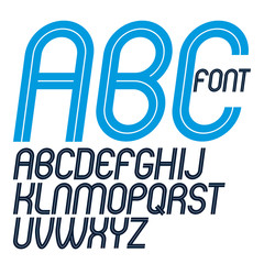 Poster - set of vector upper case rounded delicate english alphabet letters made with white lines, can be use