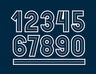 Poster - Vector retro regular numbers collection for use in logo design