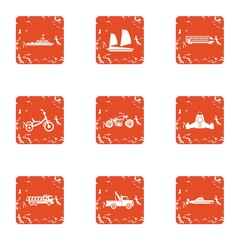 Poster - Car tech icons set. Grunge set of 9 car tech vector icons for web isolated on white background