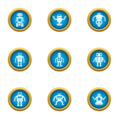 Poster - Humanoid icons set. Flat set of 9 humanoid vector icons for web isolated on white background