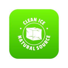 Poster - Ice cube icon green vector isolated on white background