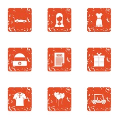 Poster - Engagement icons set. Grunge set of 9 engagement vector icons for web isolated on white background