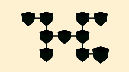 Aufkleber - Blockchain Technology Data Transfer. Blockchain system. A pan across a concept network of interconnected blocks of data depicting a cryptocurrency blockchain on a dark background. Global Network