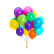 Bunch of colorful balloons on white background. Festive decor