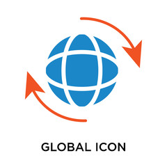 Wall Mural - Global icon vector sign and symbol isolated on white background, Global logo concept