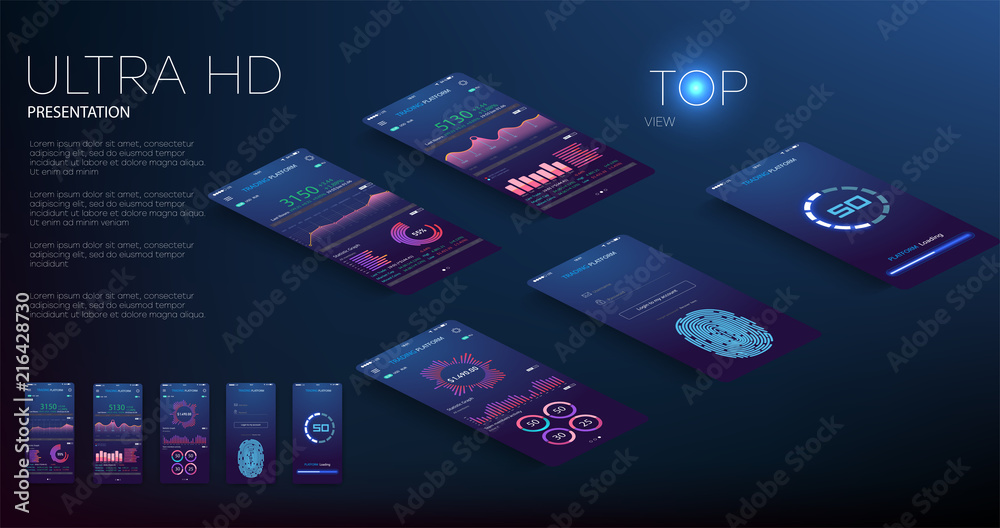 Mobile app infographic template with modern design weekly and annual ...