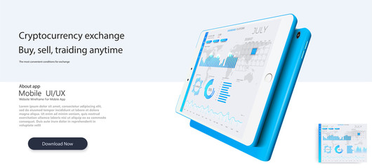 Leinwandbilder - Web site template. Forex market, news and analysis. Binary option. Application screen for trading. Candles and indicators. HUD UI for business app. Futuristic virtual user interface. Vector EPS10