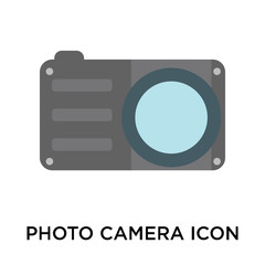 Sticker - Photo camera icon vector sign and symbol isolated on white background, Photo camera logo concept