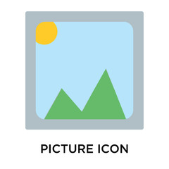 Sticker - Picture icon vector sign and symbol isolated on white background, Picture logo concept