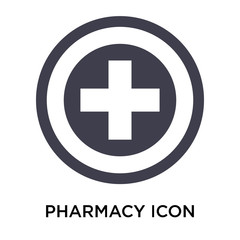 Wall Mural - Pharmacy icon vector sign and symbol isolated on white background, Pharmacy logo concept