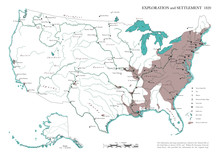 USA 1820 - Exploration And Settlement - Map
