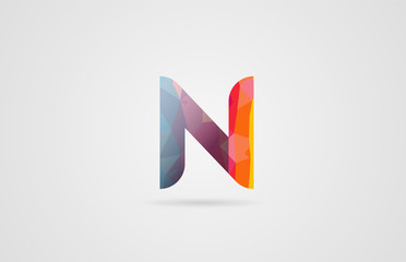 alphabet letter n logo design with rainbow colors