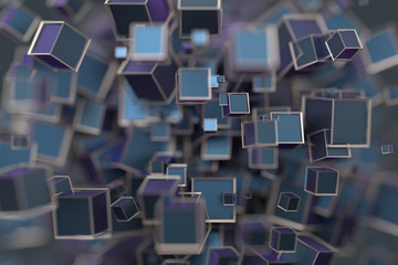 Poster - abstract 3d rendering of geometric shapes. composition with cubes. modern background design for post