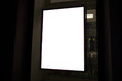 © Alex - advertising glowing panel in the window of the shop mockup.