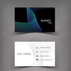 Modern business card template design. With inspiration from the line abstract. Blue and black color on gray background illustration.