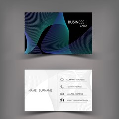 Modern business card template design. With inspiration from the line abstract. Blue and black color on gray background illustration.