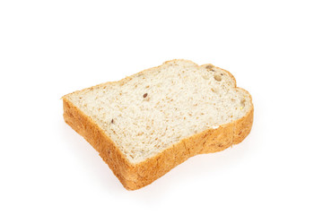 whole wheat bread on white background.