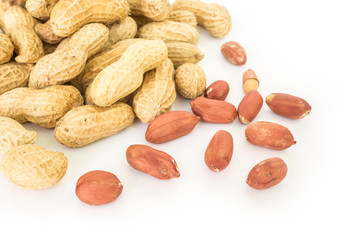 peanut pile on white background