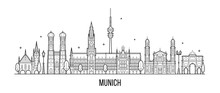 Munich Skyline, Germany City Buildings Vector