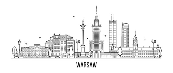 Warsaw skyline Poland city buildings vector