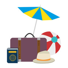 Poster - umbrella beach with vacations accessories