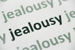 word jealousy printed on paper macro