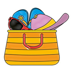 Poster - summer handbag with sandals and hat