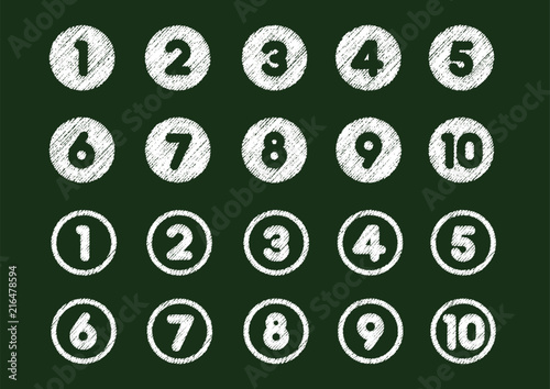 Fotomural chalk drowing number icon set (from 1 to 10)