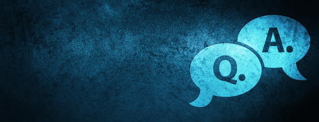 question answer bubble icon special blue banner background