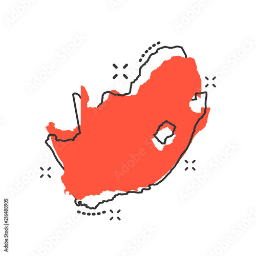 Fotografía Vector cartoon South Africa map icon in comic style